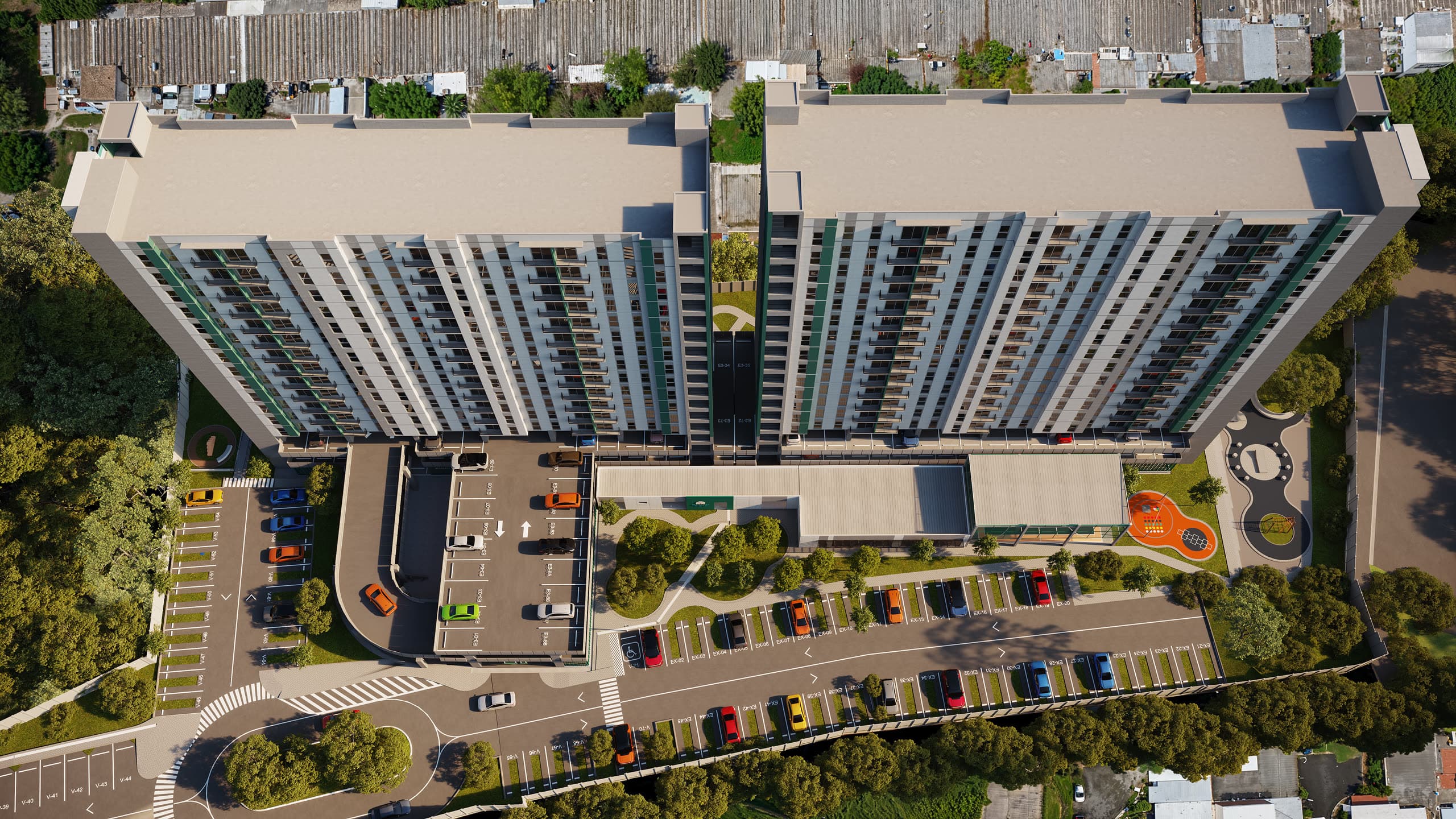 Vista aérea del condominio